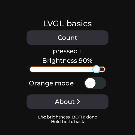 The brightness slider in physical-button editing mode