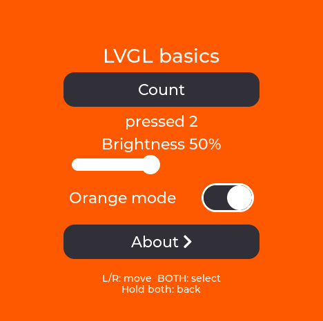 The controls screen with Orange mode enabled