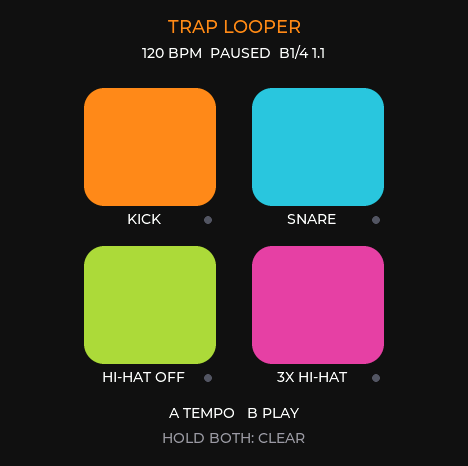 Trap Looper running on the M5Stack Stopwatch