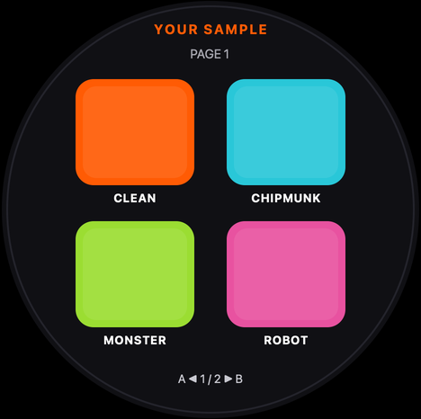 Round-screen acceptance reference for the sampler effect pads
