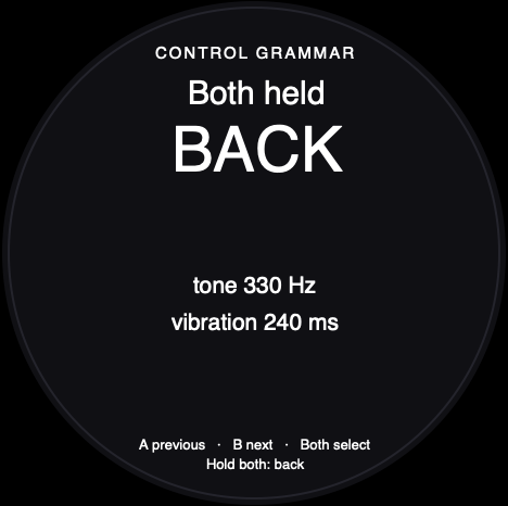 Round-screen acceptance reference for Buttons, Buzzer, Haptics