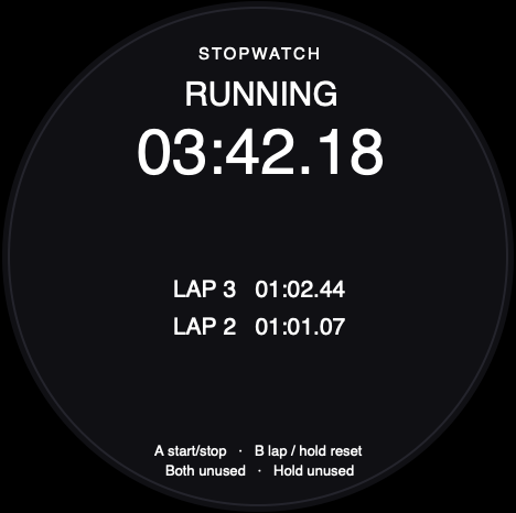 Round-screen acceptance reference for Basic-Ass Stopwatch