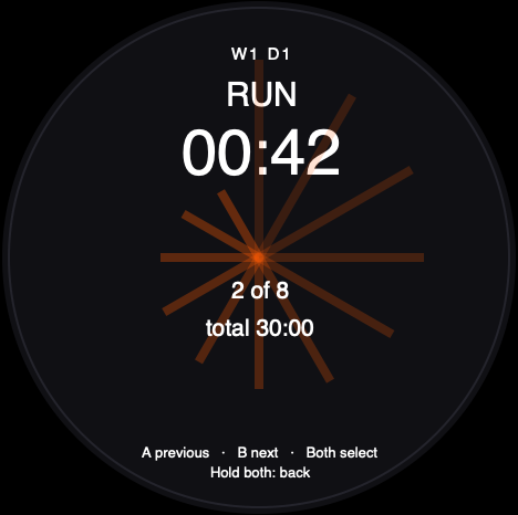 Round-screen acceptance reference for Couch to 5K