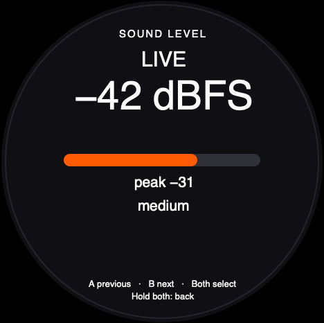 Round-screen acceptance reference for Sound Level (dB)