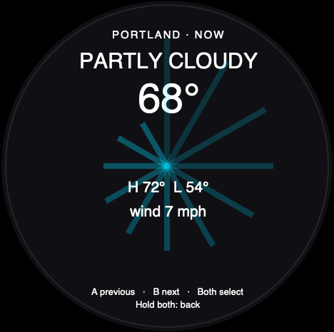 Round-screen acceptance reference for Weather Station