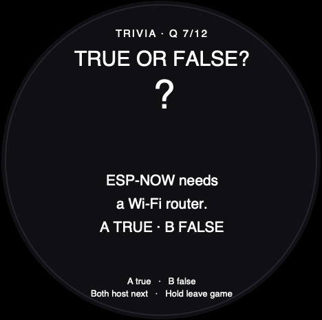 Round-screen acceptance reference for Trivia