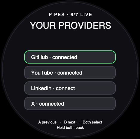 Round-screen acceptance reference for Pipes