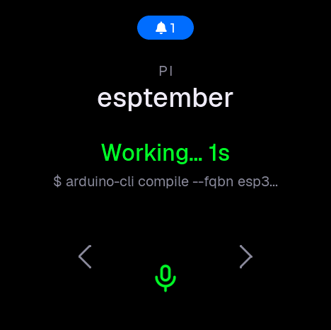 A working pi tile: Working… with the running command